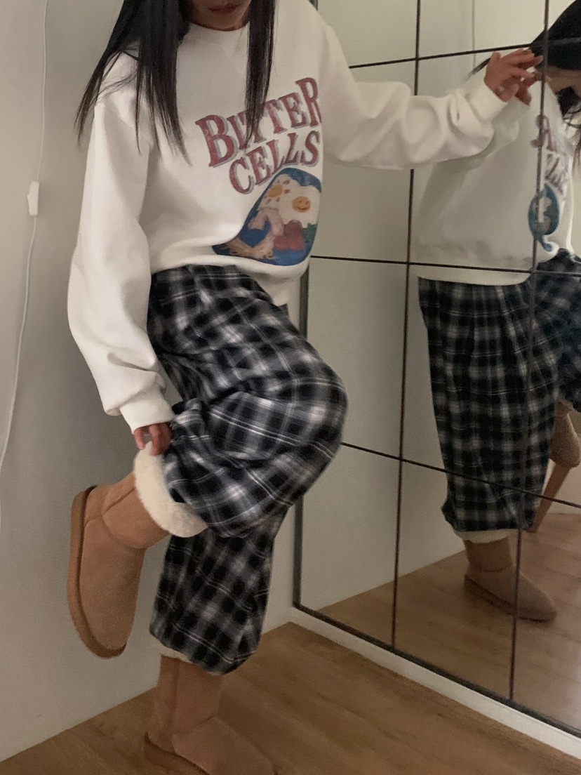 CAMEL-P韓國代購㊣女裝新品人氣休閑褲羊毛格紋Came_l 家休閑褲