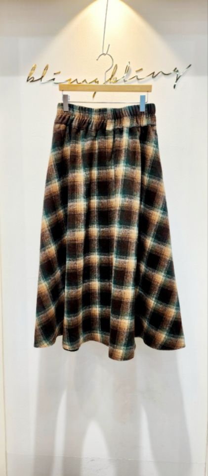 BLING BLING-S東大門㊣代購女裝新品時尚熱賣長裙羊毛格子BLING BLING-S長裙