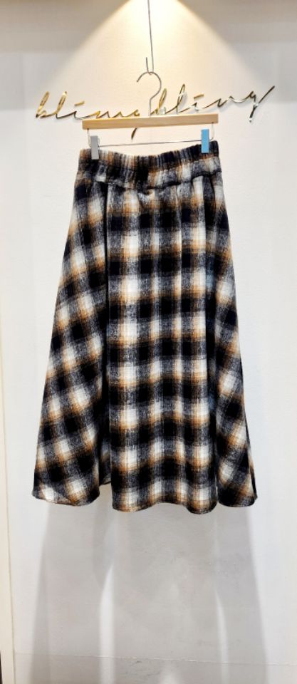 BLING BLING-S東大門㊣代購女裝新品時尚熱賣長裙羊毛格子BLING BLING-S長裙