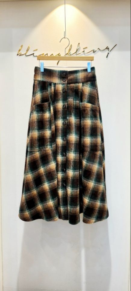 BLING BLING-S東大門㊣代購女裝新品時尚熱賣長裙羊毛格子BLING BLING-S長裙圖色2