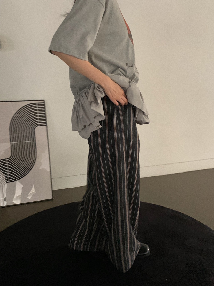 CAMEL-P韓國直郵㊣女裝新品休閑休閑褲條紋Came_l 家休閑褲