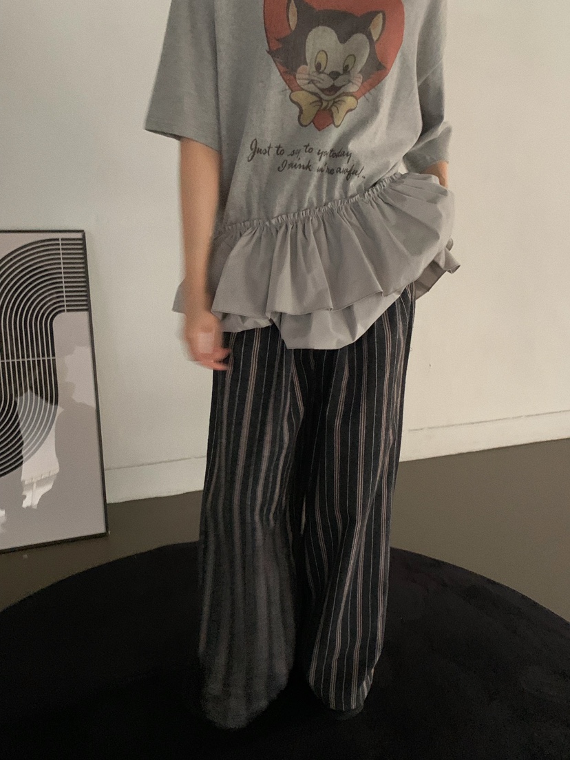 CAMEL-P韓國直郵㊣女裝新品休閑休閑褲條紋Came_l 家休閑褲