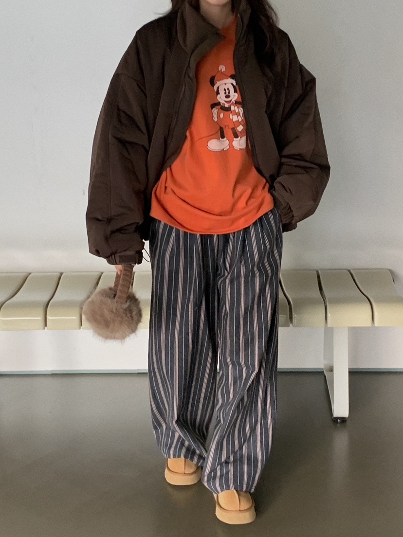 CAMEL-P韓國直郵㊣女裝新品休閑休閑褲條紋Came_l 家休閑褲