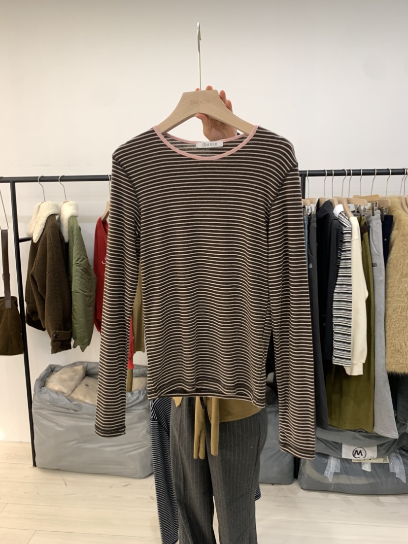 CEDARWOOD韓國代購㊣女士新品時尚推薦25秋冬長袖T恤美利奴羊毛CEDAR WOOD長袖T恤圖色1