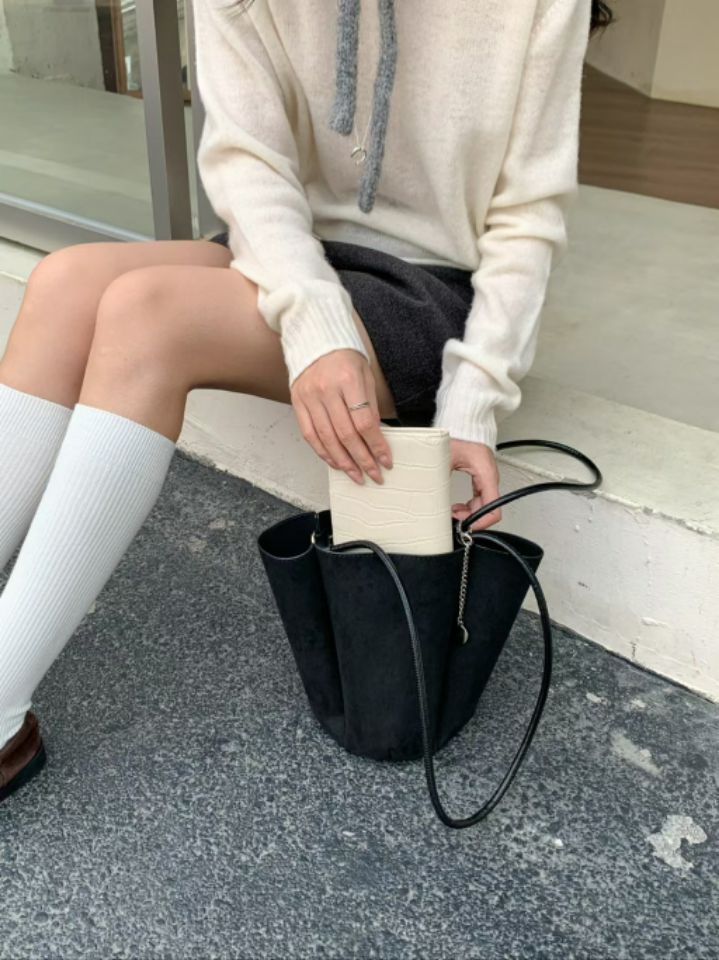 TROUVAILLE東大門㊣代購女士新款職業25秋冬單肩斜跨包麂皮TROUVAILLE單肩/斜跨包