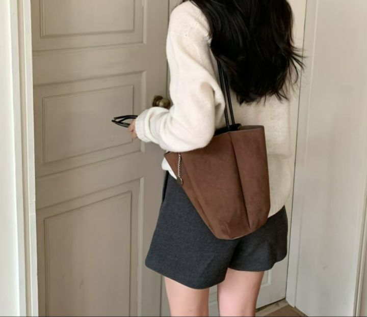 TROUVAILLE東大門㊣代購女士新款職業25秋冬單肩斜跨包麂皮TROUVAILLE單肩/斜跨包