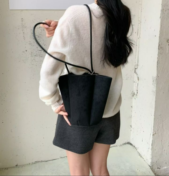 TROUVAILLE東大門㊣代購女士新款職業25秋冬單肩斜跨包麂皮TROUVAILLE單肩/斜跨包