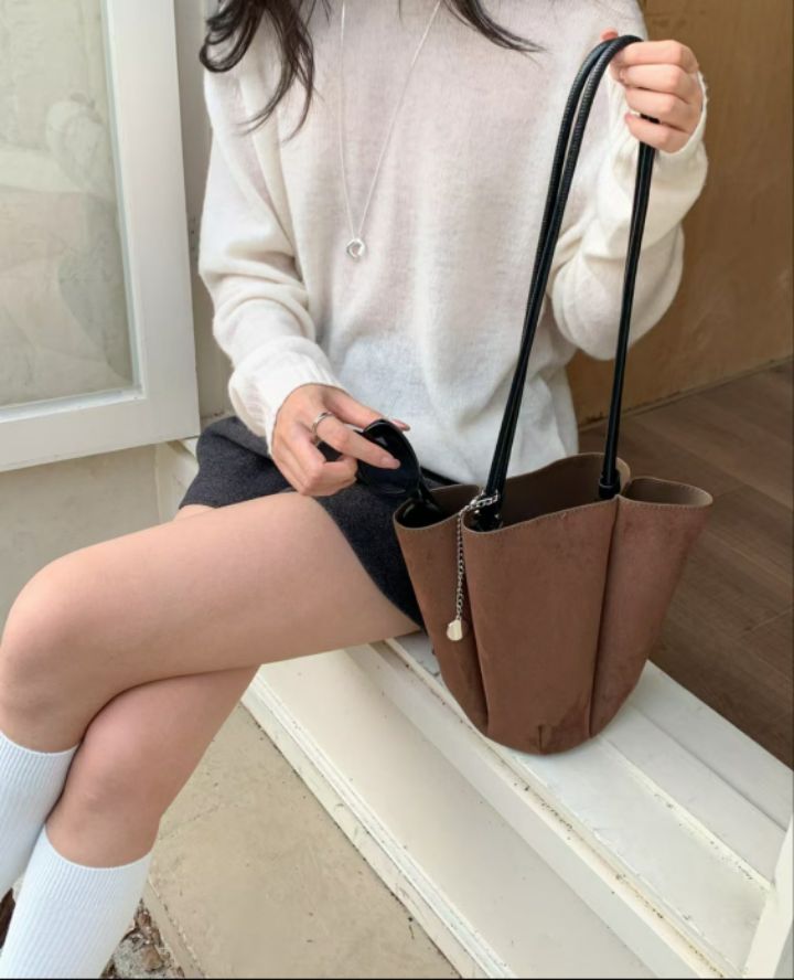 TROUVAILLE東大門㊣代購女士新款職業25秋冬單肩斜跨包麂皮TROUVAILLE單肩/斜跨包