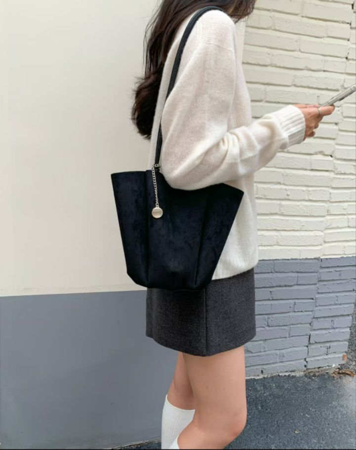 TROUVAILLE東大門㊣代購女士新款職業25秋冬單肩斜跨包麂皮TROUVAILLE單肩/斜跨包