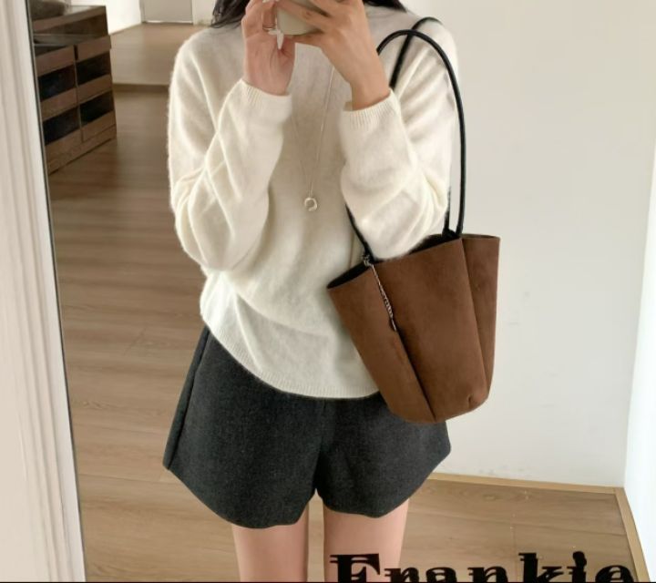 TROUVAILLE東大門㊣代購女士新款職業25秋冬單肩斜跨包麂皮TROUVAILLE單肩/斜跨包