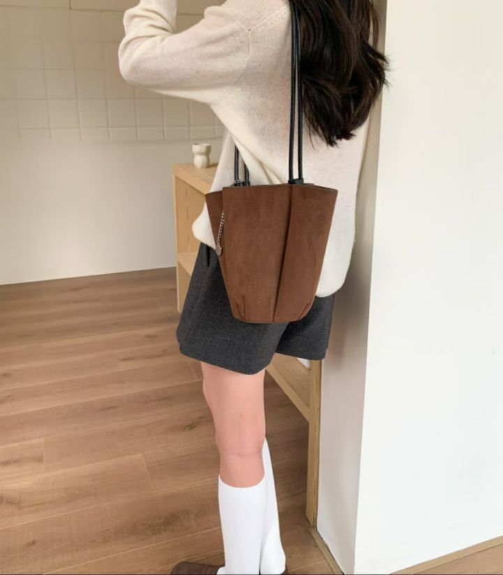 TROUVAILLE東大門㊣代購女士新款職業25秋冬單肩斜跨包麂皮TROUVAILLE單肩/斜跨包