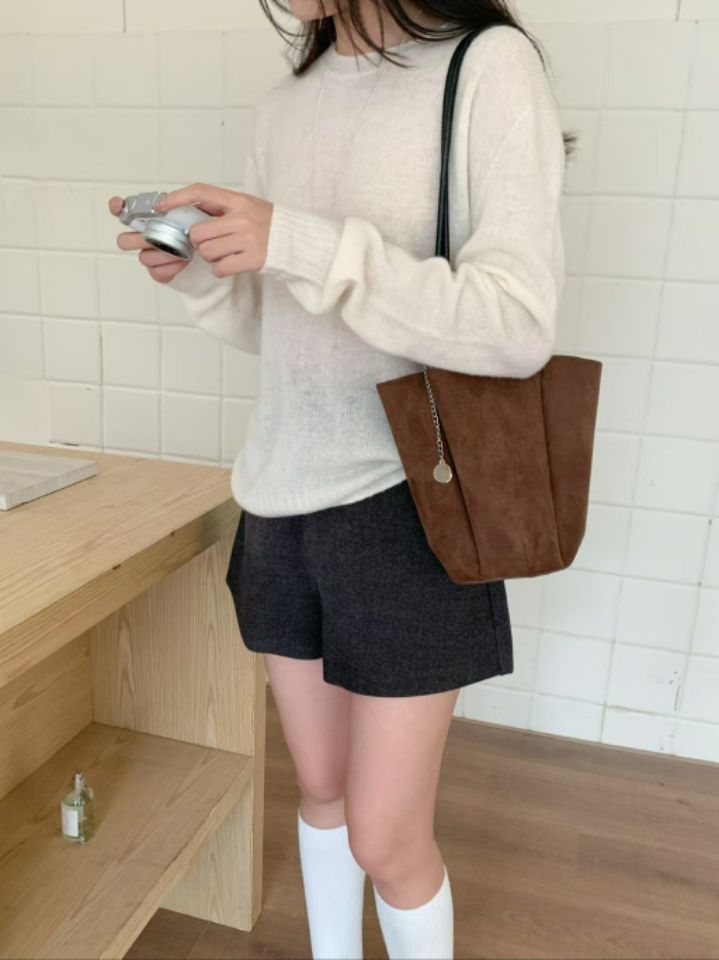 TROUVAILLE東大門㊣代購女士新款職業25秋冬單肩斜跨包麂皮TROUVAILLE單肩/斜跨包圖色2