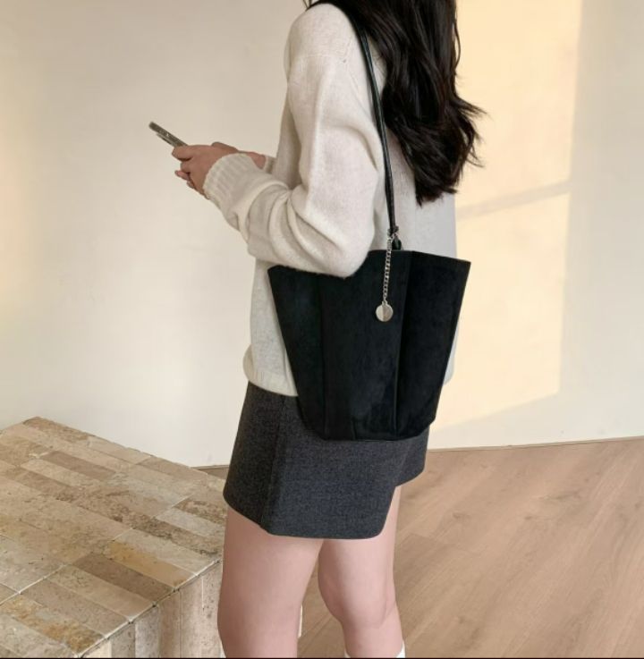 TROUVAILLE東大門㊣代購女士新款職業25秋冬單肩斜跨包麂皮TROUVAILLE單肩/斜跨包圖色3