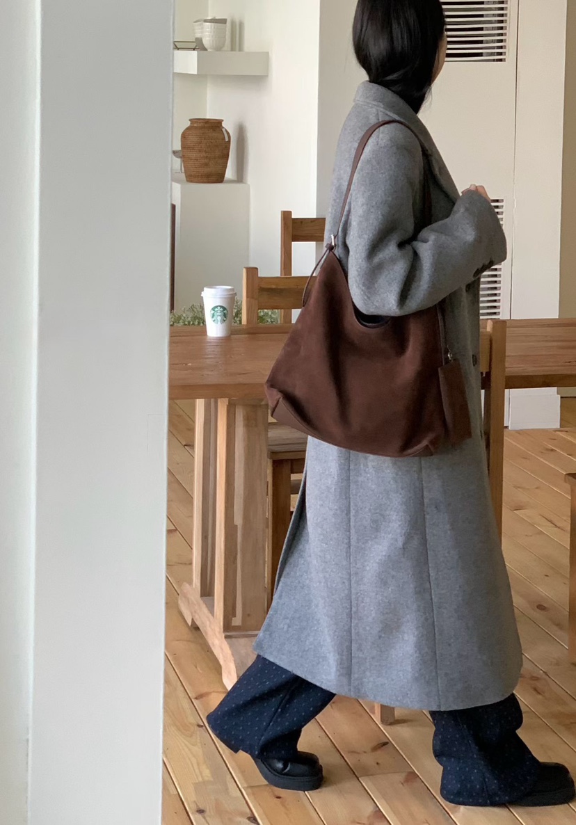 BINUS韓國代購㊣女士新款人氣熱賣25秋冬職業中長款大衣羊毛BINUS中長款大衣