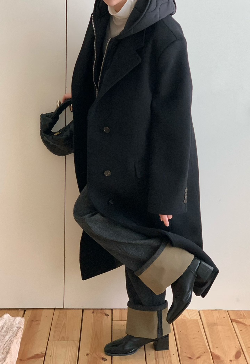 BINUS韓國代購㊣女士新款人氣熱賣25秋冬職業中長款大衣羊毛BINUS中長款大衣