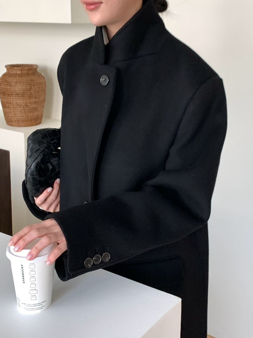 BINUS韓國代購㊣女士新款人氣熱賣25秋冬職業中長款大衣羊毛BINUS中長款大衣