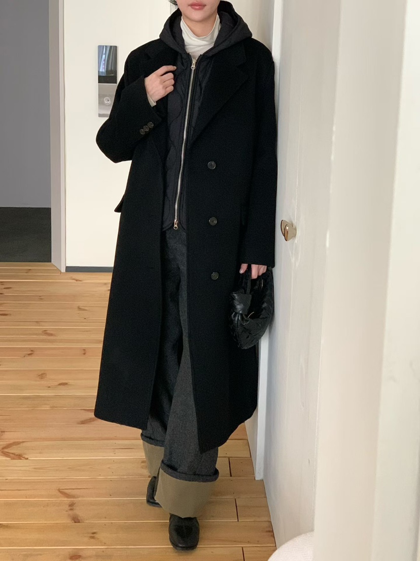 BINUS韓國代購㊣女士新款人氣熱賣25秋冬職業中長款大衣羊毛BINUS中長款大衣