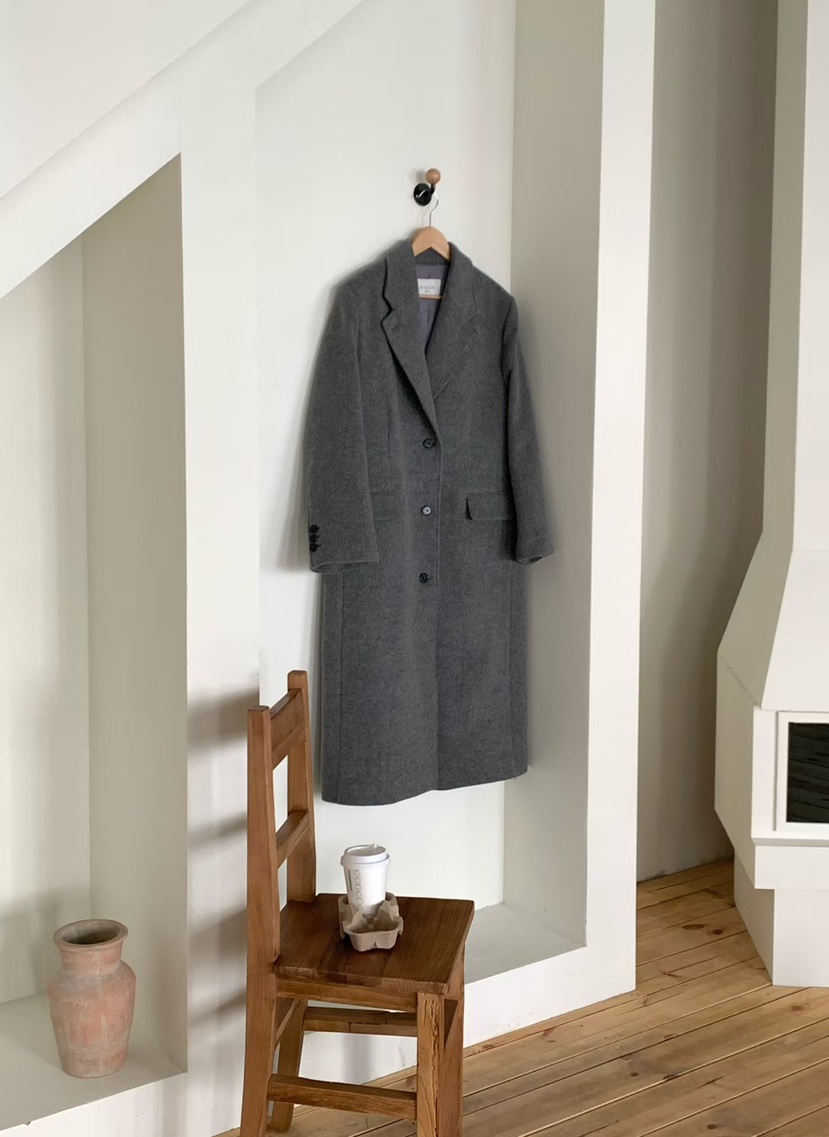 BINUS韓國代購㊣女士新款人氣熱賣25秋冬職業中長款大衣羊毛BINUS中長款大衣