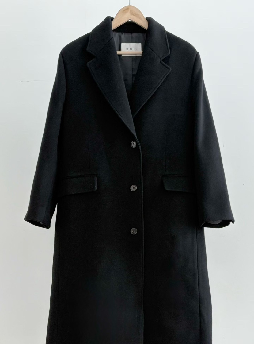 BINUS韓國代購㊣女士新款人氣熱賣25秋冬職業中長款大衣羊毛BINUS中長款大衣
