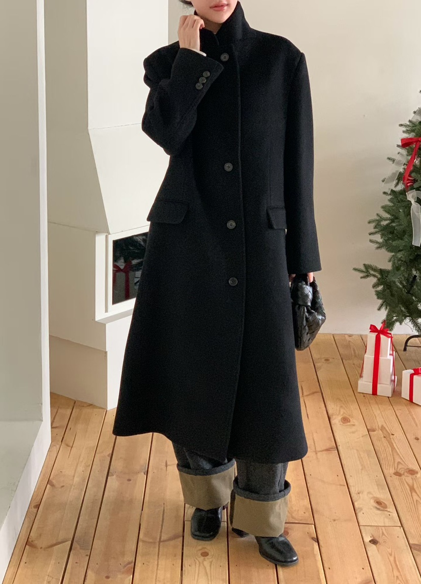 BINUS韓國代購㊣女士新款人氣熱賣25秋冬職業中長款大衣羊毛BINUS中長款大衣圖色2