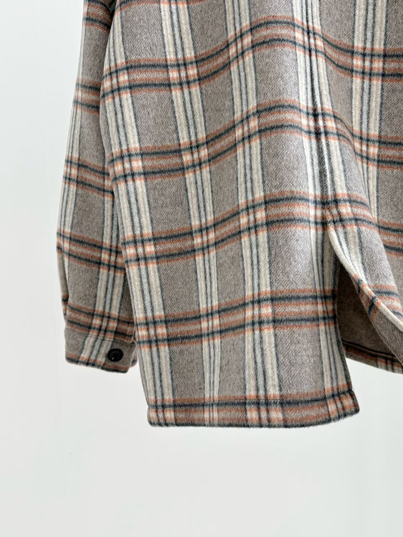 BINUS韓國代購㊣女士新款休閑職業推薦時尚短款大衣羊毛格紋BINUS短款大衣