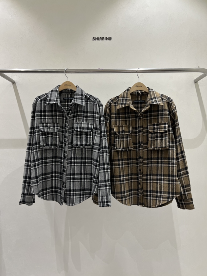 SHIRRING韓國代購㊣女士新品時尚人氣25秋冬襯衫蕾絲衫口袋SHIRRING襯衫/蕾絲衫