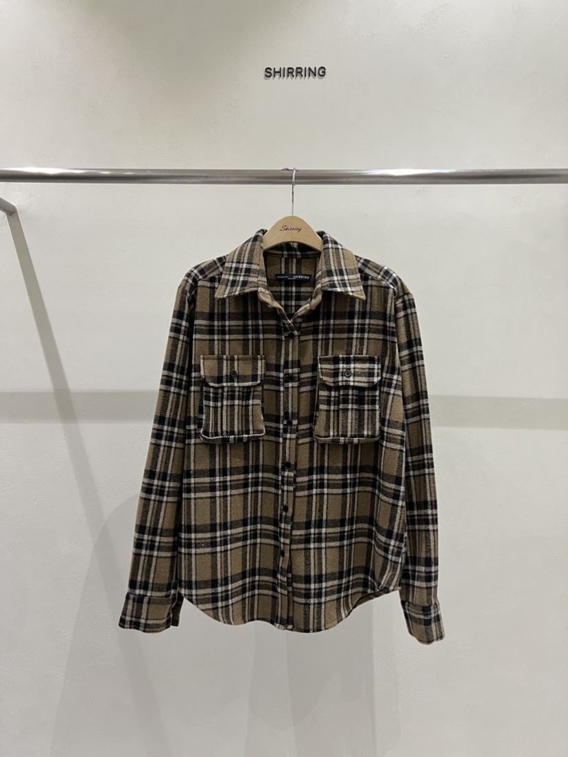 SHIRRING韓國代購㊣女士新品時尚人氣25秋冬襯衫蕾絲衫口袋SHIRRING襯衫/蕾絲衫圖色1