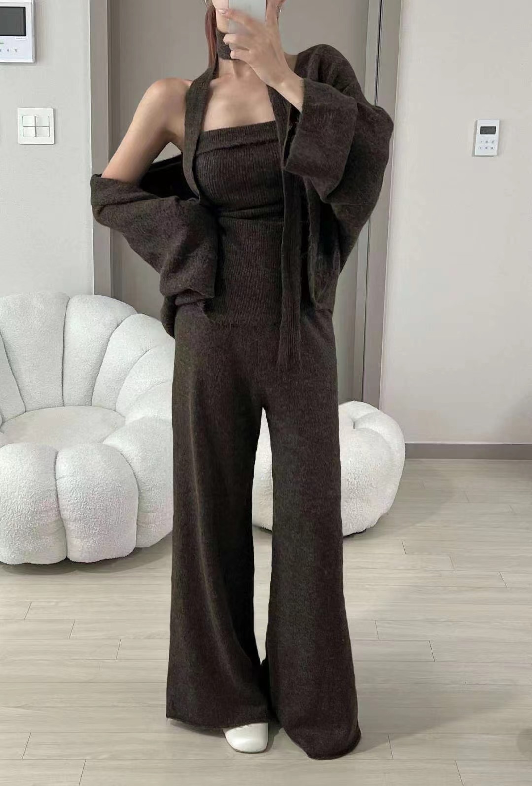 KITSCH東大門㊣直郵女士新款推薦25秋冬休閑套裝三件套含脖帶KITSCH套裝圖色1