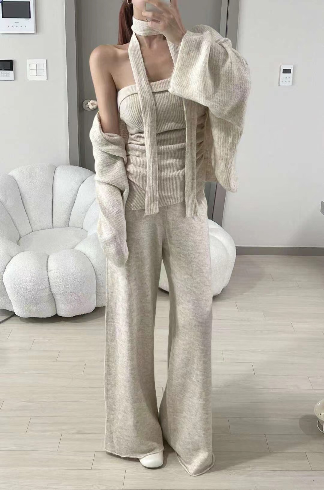 KITSCH東大門㊣直郵女士新款推薦25秋冬休閑套裝三件套含脖帶KITSCH套裝圖色2