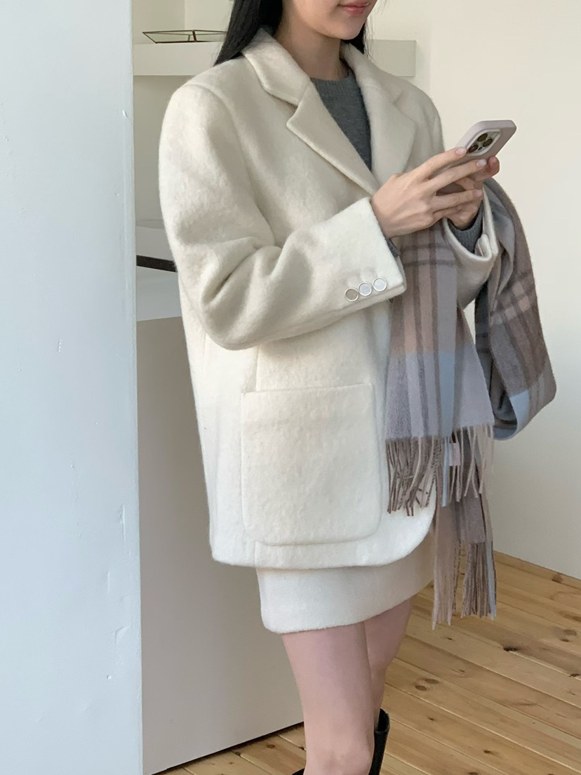 BINUS東大門㊣代購女裝新款熱賣休閑職業人氣推薦短款大衣羊駝BINUS短款大衣