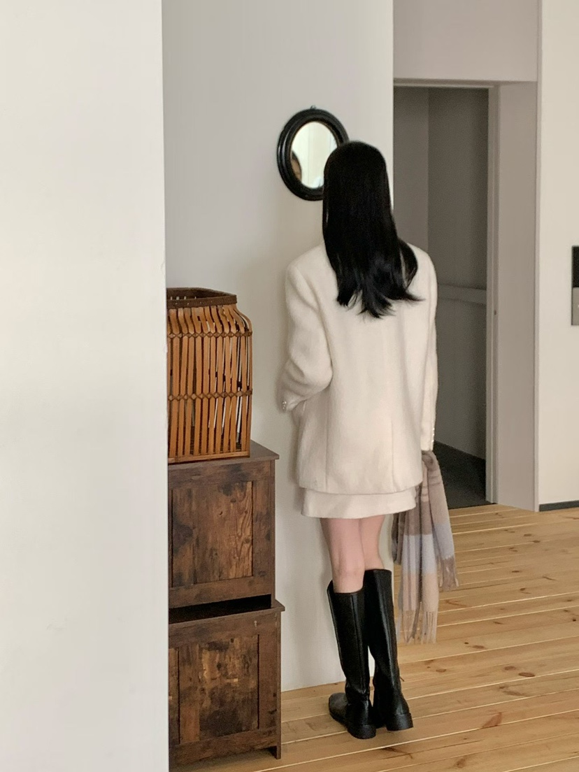 BINUS東大門㊣代購女裝新款熱賣休閑職業人氣推薦短款大衣羊駝BINUS短款大衣