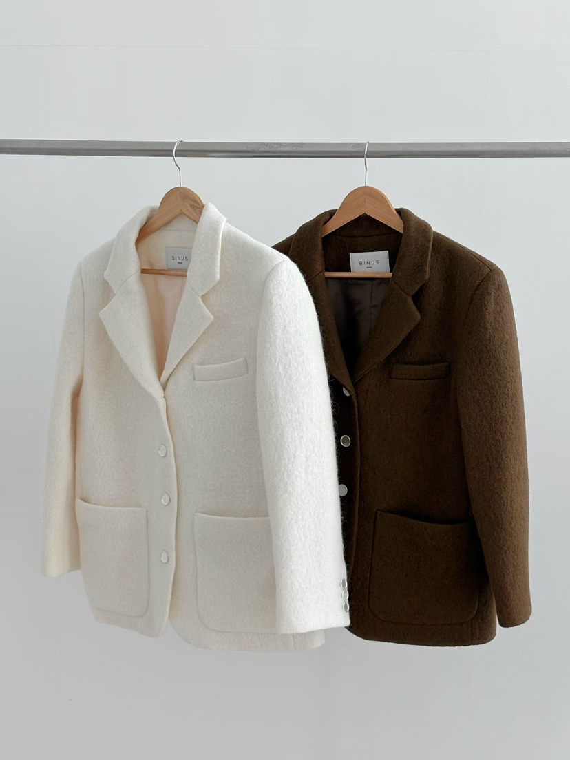BINUS東大門㊣代購女裝新款熱賣休閑職業人氣推薦短款大衣羊駝BINUS短款大衣