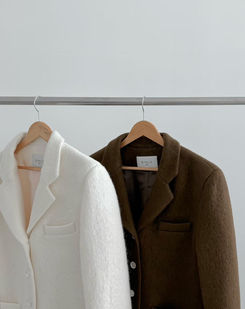 BINUS東大門㊣代購女裝新款熱賣休閑職業人氣推薦短款大衣羊駝BINUS短款大衣