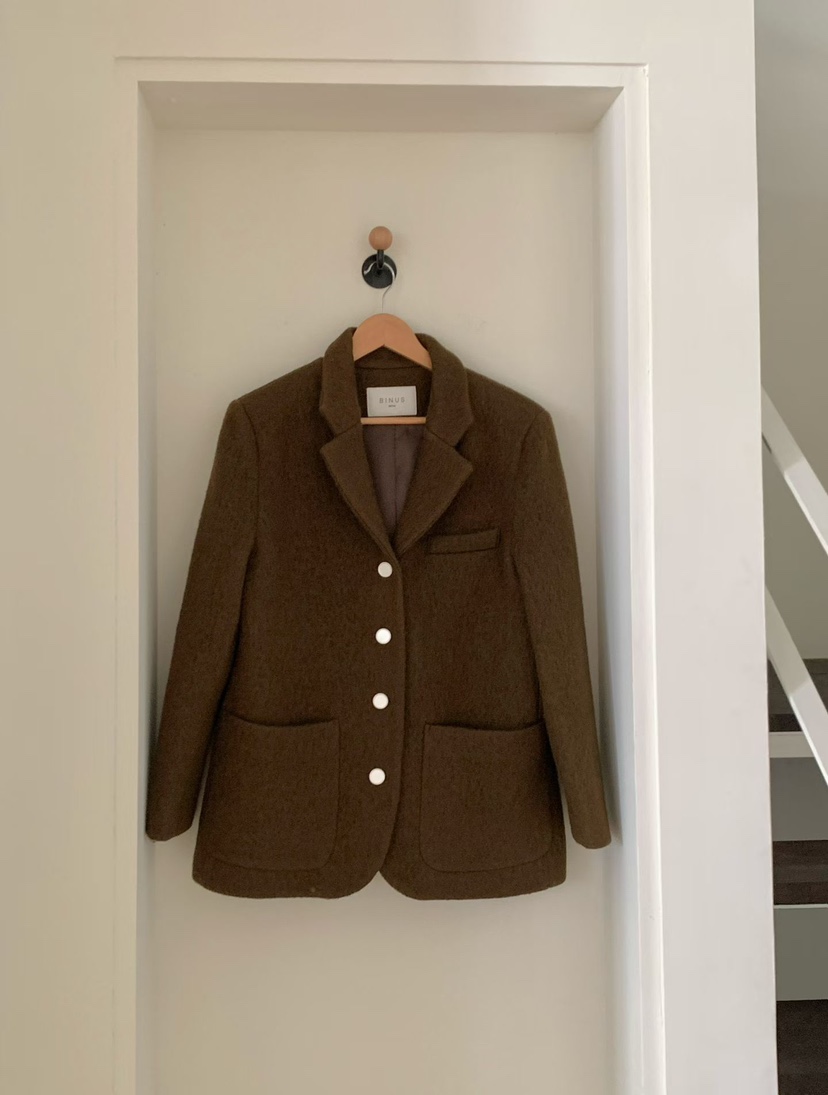 BINUS東大門㊣代購女裝新款熱賣休閑職業人氣推薦短款大衣羊駝BINUS短款大衣圖色2