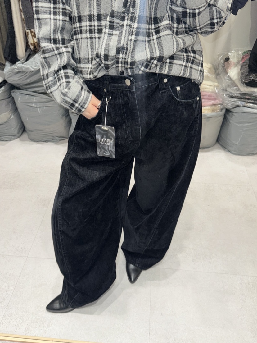 SHIRRING東大門㊣代購女士新品時尚人氣25秋冬休閑褲天鵝絨SHIRRING休閑褲