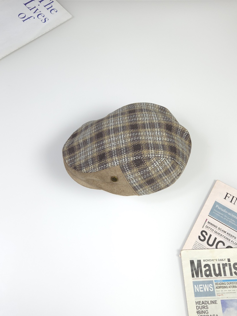 THE HAT-P韓國代購㊣女裝新款時尚職業人氣推薦帽子人字紋THE HAT帽子圖色2