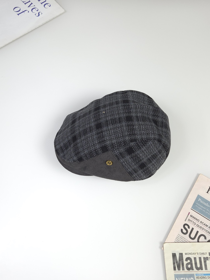 THE HAT-P韓國代購㊣女裝新款時尚職業人氣推薦帽子人字紋THE HAT帽子圖色3