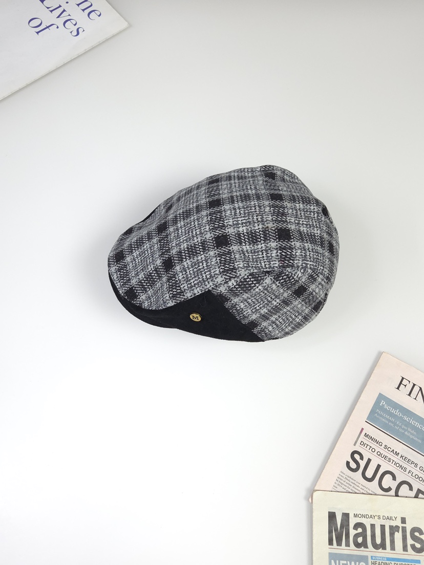 THE HAT-P韓國代購㊣女裝新款時尚職業人氣推薦帽子人字紋THE HAT帽子圖色4