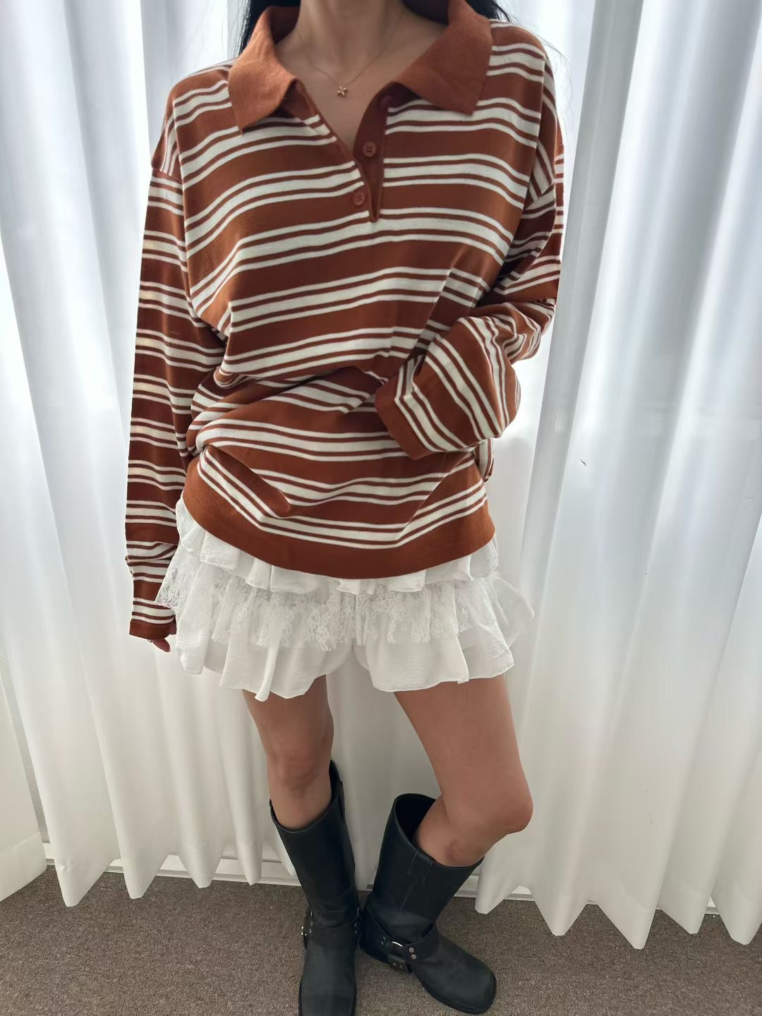 BLACK LADY東大門㊣實拍女士新款職業熱賣長袖T恤不含腰帶BLACK LADY長袖T恤圖色1