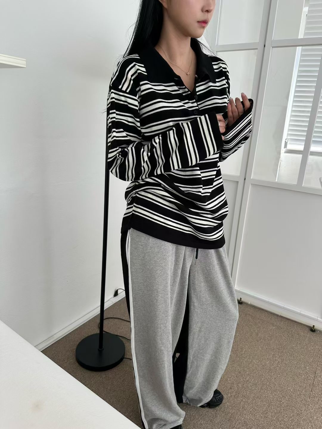 BLACK LADY東大門㊣實拍女士新款職業熱賣長袖T恤不含腰帶BLACK LADY長袖T恤圖色3