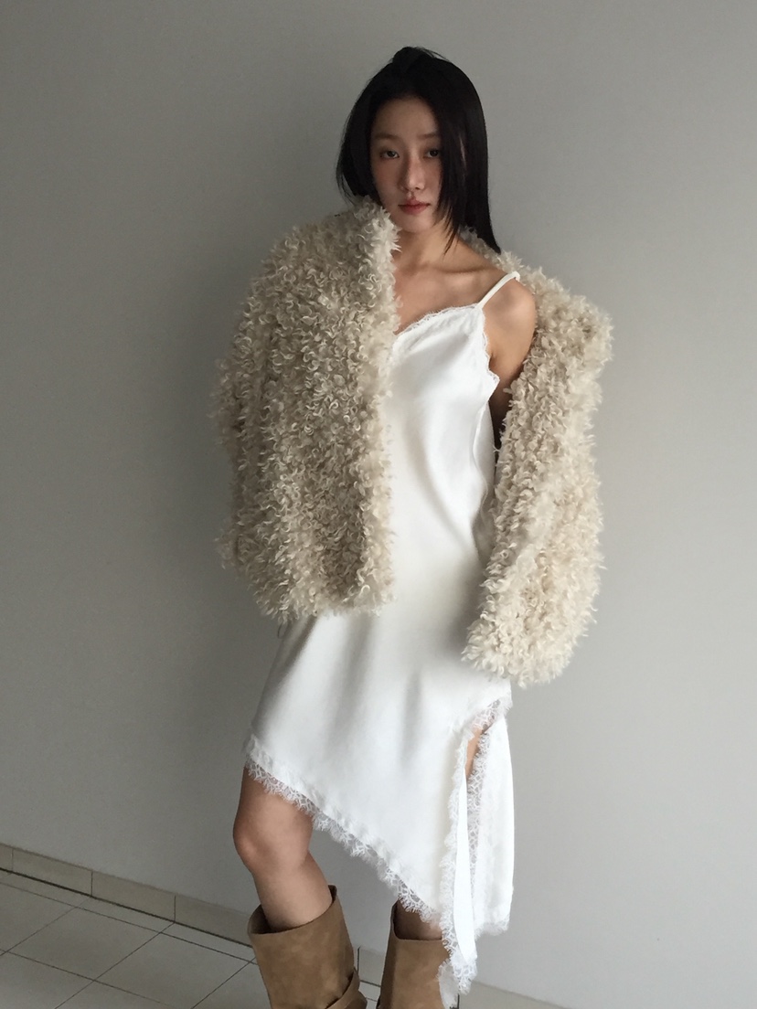 LOVE MOMENT東大門㊣實拍女士新品推薦休閑連衣裙不對稱蕾絲LOVE MOMENT連衣裙