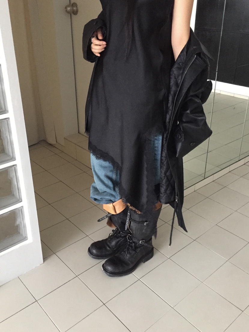 LOVE MOMENT東大門㊣實拍女士新品推薦休閑連衣裙不對稱蕾絲LOVE MOMENT連衣裙