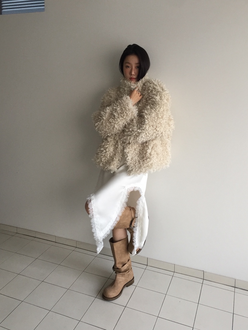 LOVE MOMENT韓國直郵㊣女士新款時尚人氣熱賣25秋冬夾克羊駝毛LOVE MOMENT夾克