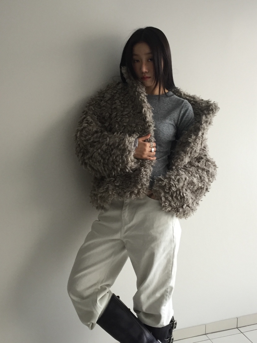 LOVE MOMENT韓國直郵㊣女士新款時尚人氣熱賣25秋冬夾克羊駝毛LOVE MOMENT夾克