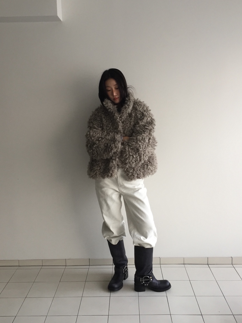 LOVE MOMENT韓國直郵㊣女士新款時尚人氣熱賣25秋冬夾克羊駝毛LOVE MOMENT夾克