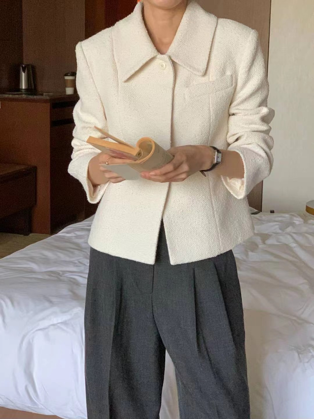 FLUTTER東大門㊣直郵女士新款職業人氣熱賣休閑推薦夾克花呢FLUTTER/INOUF夾克