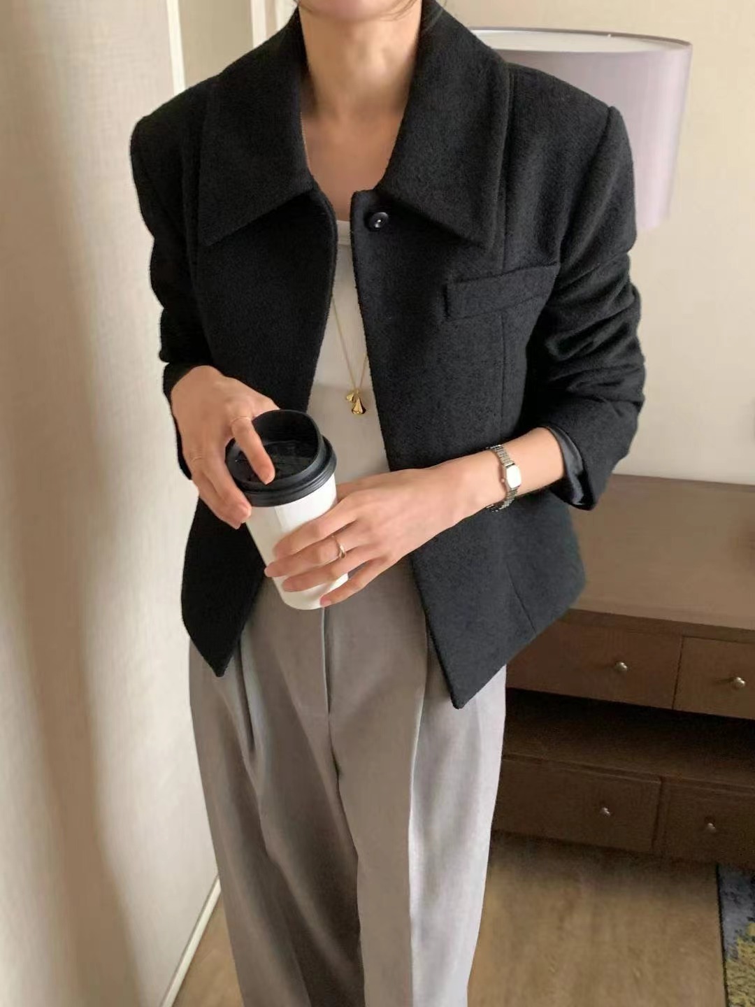 FLUTTER東大門㊣直郵女士新款職業人氣熱賣休閑推薦夾克花呢FLUTTER/INOUF夾克