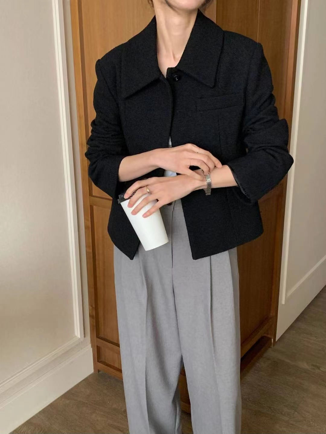 FLUTTER東大門㊣直郵女士新款職業人氣熱賣休閑推薦夾克花呢FLUTTER/INOUF夾克