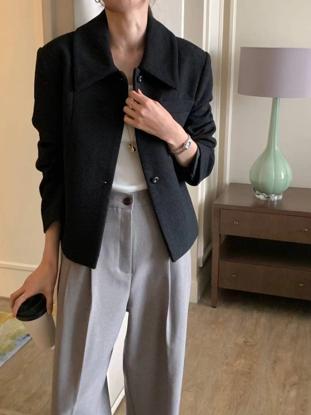 FLUTTER東大門㊣直郵女士新款職業人氣熱賣休閑推薦夾克花呢FLUTTER/INOUF夾克圖色2