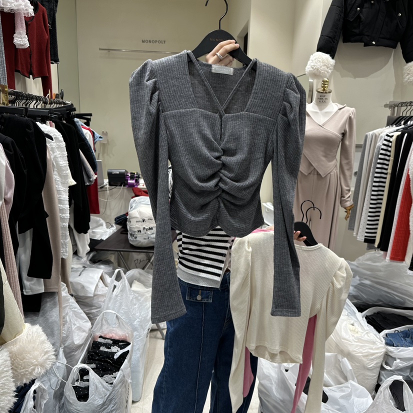 MONOPOLY東大門㊣代購女裝新品熱賣休閑時尚推薦職業長袖T恤MONO_POLY長袖T恤圖色2